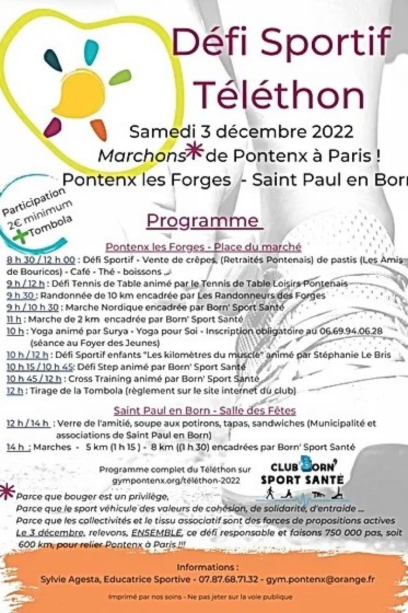Rejoindre symboliquement Pontenx à Paris, l'objectif de ce défi sportif et caritatif organisé par le club Born'Sport Santé à l'occasion du Téléthon